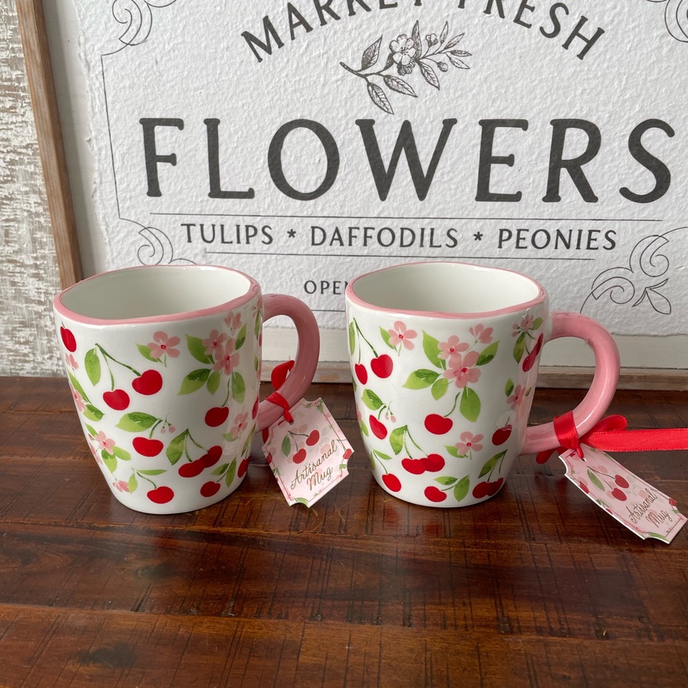 Cherry Blossom Mug Set - Pink and White